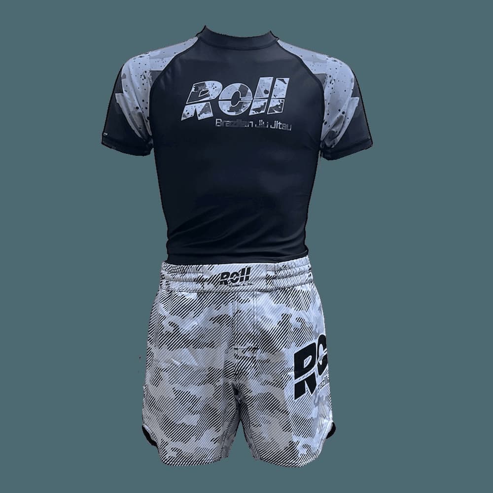 Black & White Camo Shorts — Roll BJJ (2)